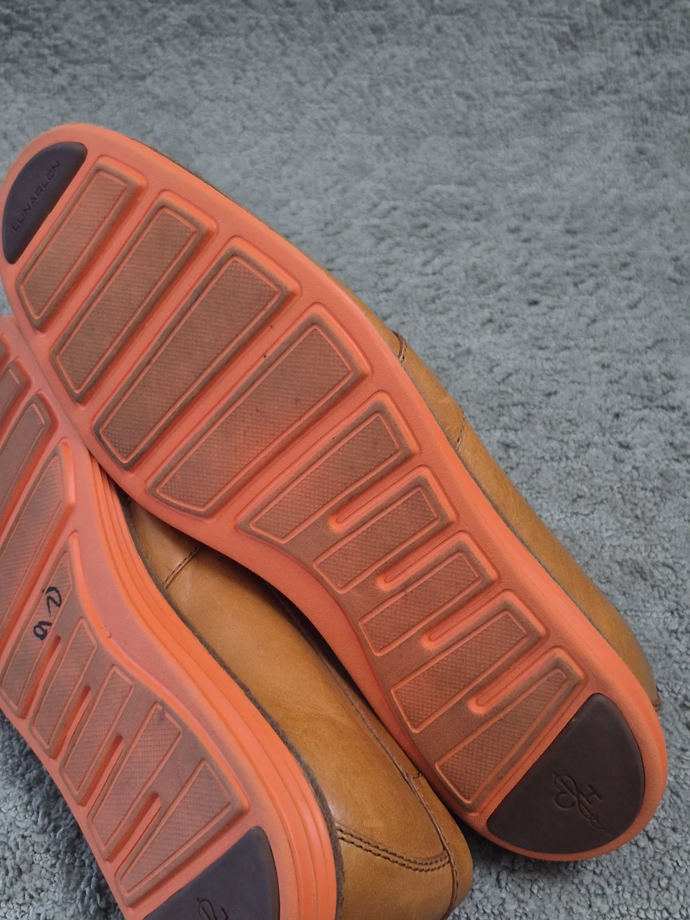 Cole Haan Men's Tan Leather Penny Loafers with Orange Sole